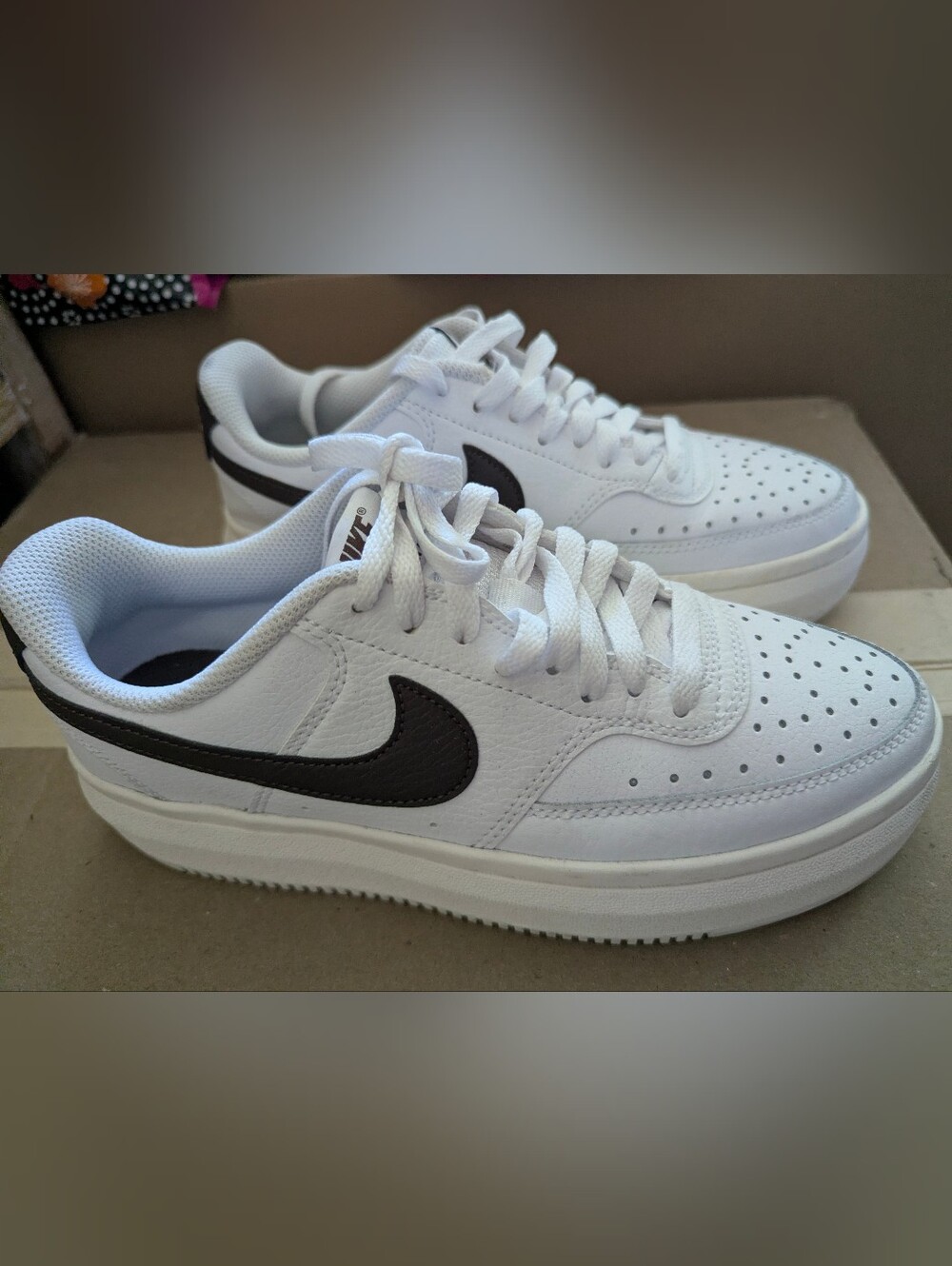 Nike Court Vision Alta White Baroque Brown Sz 7.5 Women's